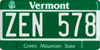 VT license plate ZEN578