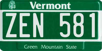 VT license plate ZEN581