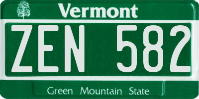VT license plate ZEN582