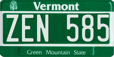 VT license plate ZEN585