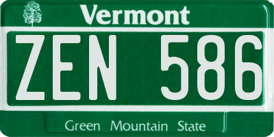VT license plate ZEN586