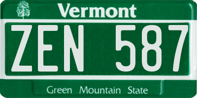 VT license plate ZEN587