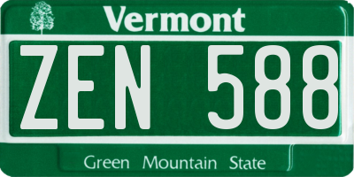 VT license plate ZEN588