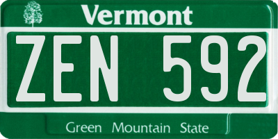 VT license plate ZEN592