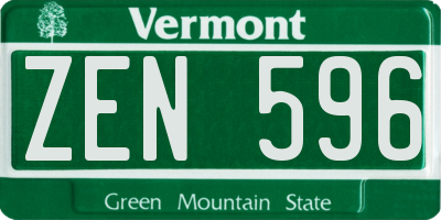 VT license plate ZEN596