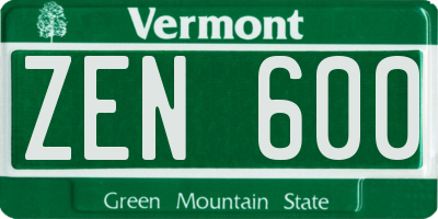 VT license plate ZEN600