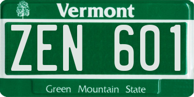 VT license plate ZEN601