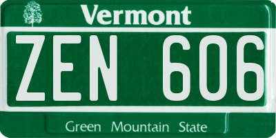 VT license plate ZEN606