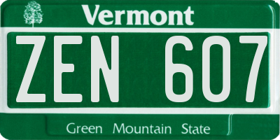 VT license plate ZEN607