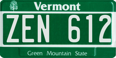 VT license plate ZEN612