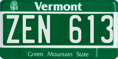 VT license plate ZEN613