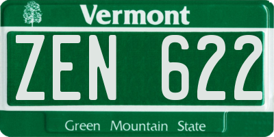 VT license plate ZEN622