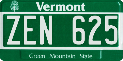 VT license plate ZEN625