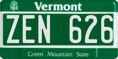 VT license plate ZEN626