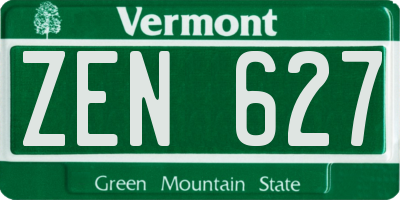 VT license plate ZEN627