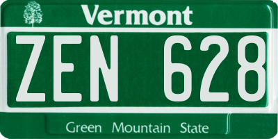 VT license plate ZEN628