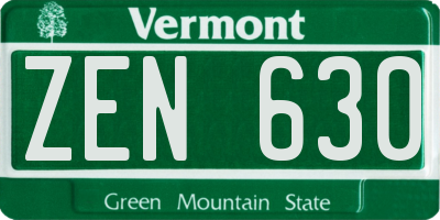 VT license plate ZEN630