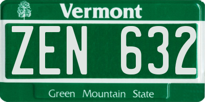 VT license plate ZEN632