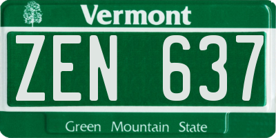 VT license plate ZEN637