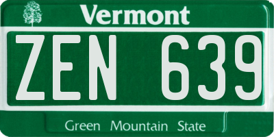 VT license plate ZEN639
