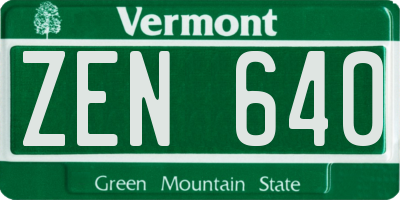 VT license plate ZEN640