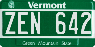 VT license plate ZEN642