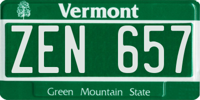 VT license plate ZEN657