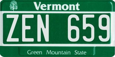 VT license plate ZEN659