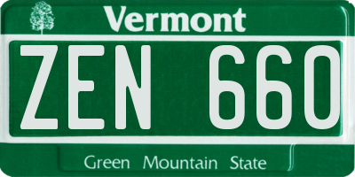 VT license plate ZEN660