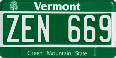 VT license plate ZEN669