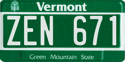 VT license plate ZEN671