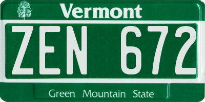 VT license plate ZEN672