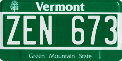 VT license plate ZEN673