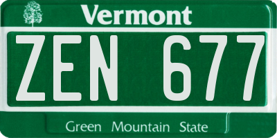 VT license plate ZEN677