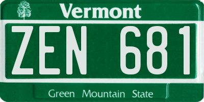 VT license plate ZEN681