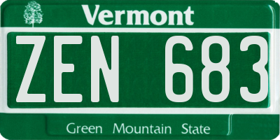 VT license plate ZEN683