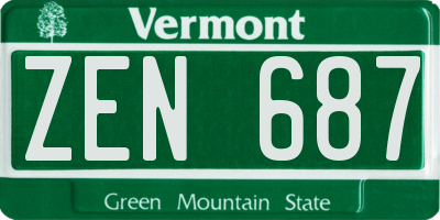 VT license plate ZEN687