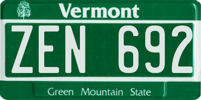 VT license plate ZEN692