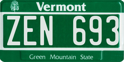 VT license plate ZEN693