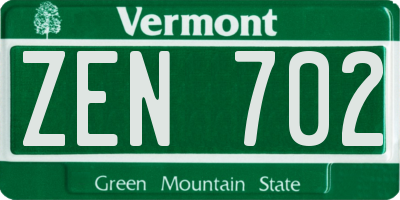 VT license plate ZEN702