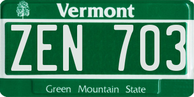 VT license plate ZEN703