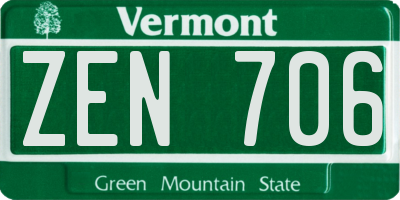 VT license plate ZEN706