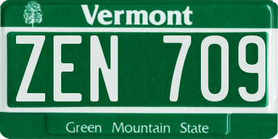 VT license plate ZEN709