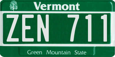 VT license plate ZEN711