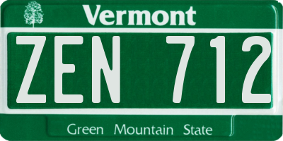 VT license plate ZEN712