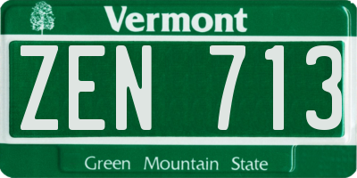 VT license plate ZEN713
