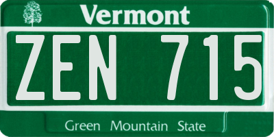 VT license plate ZEN715