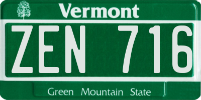 VT license plate ZEN716