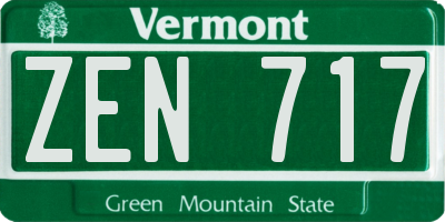 VT license plate ZEN717