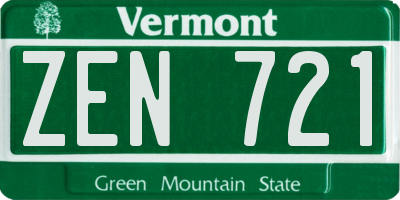 VT license plate ZEN721